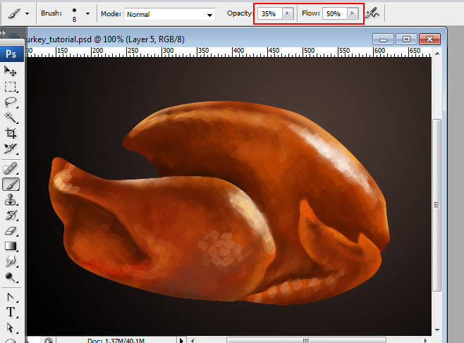 Awesome digital Roasted Thanksgiving turkey illustration in Photoshop